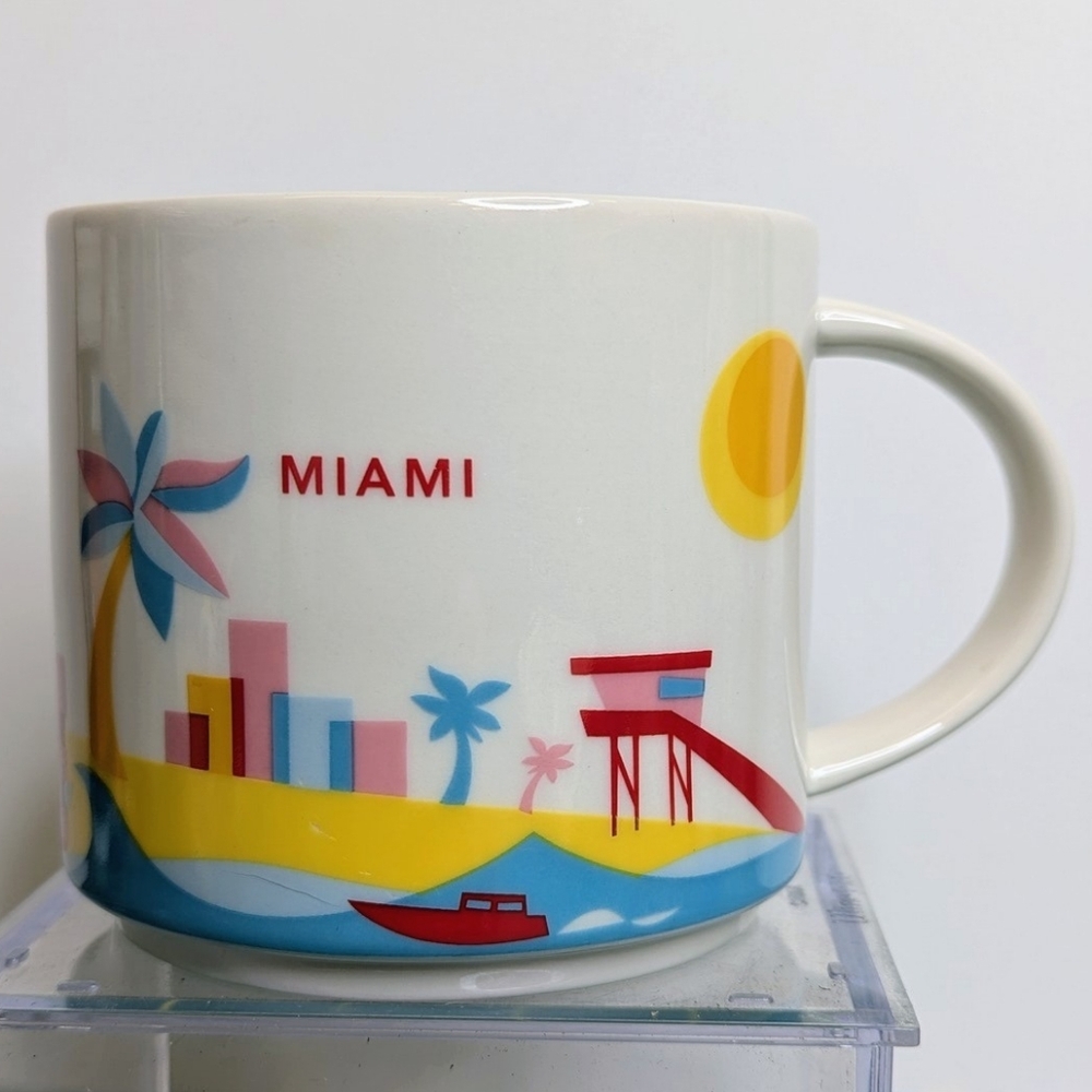 Starbucks Miami Coffee Mug, Pink Blue You Are Here Series